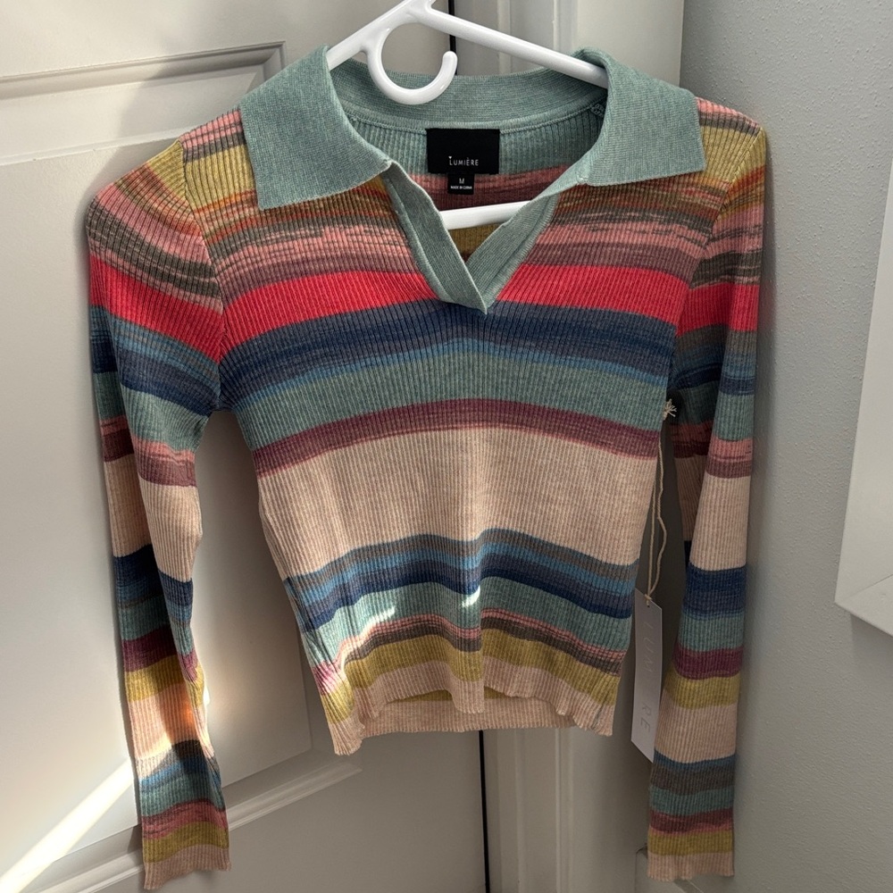 Umi Multicolor Striped Collared Sweater